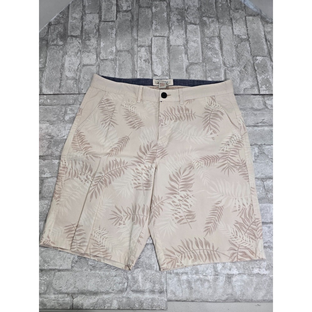 Carbon2Cobalt Flat Front Shorts Mens 35 x 12" Cotton Fabric Khaki Palm Trees
